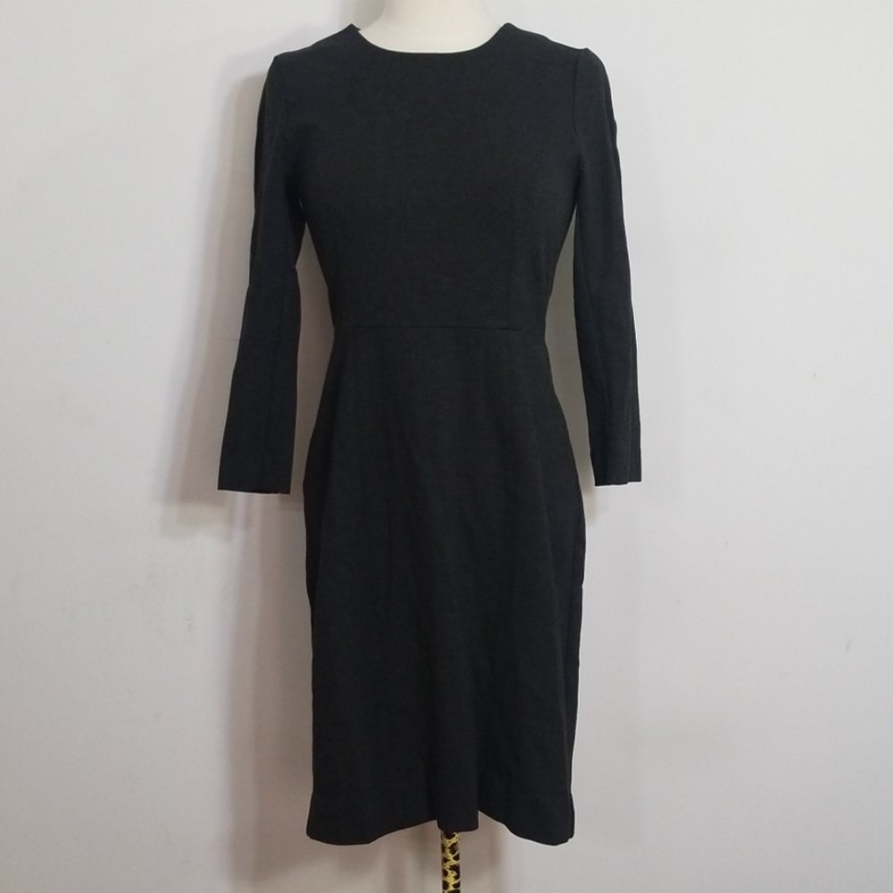 J. Crew Factory Grey Ponte Zip 3/4 Sleeve Dress 0